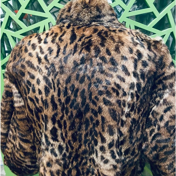 Polo Norte Vintage 1980s/70s Batwing Rabbit Fur Leopard Print Oversized Jacket - Picture 5 of 8